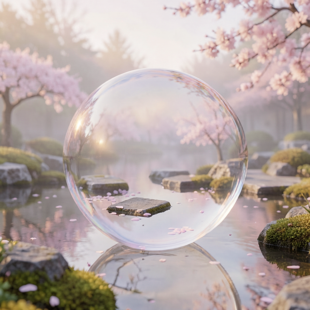 Bulle sur étang japonais